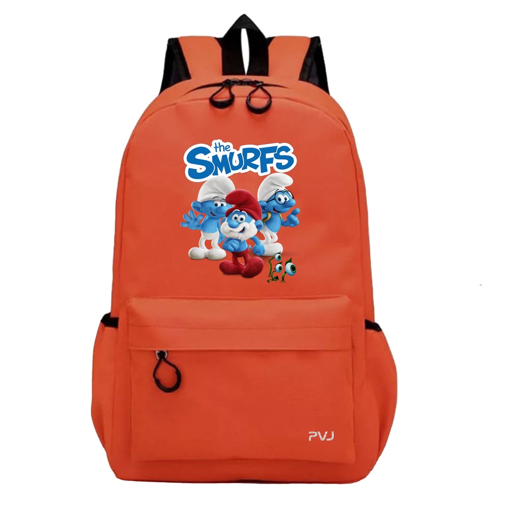 PVJ - Tas Ransel Sekolah Anak Laki Laki Karakter Animasi The Smurfs Unisex