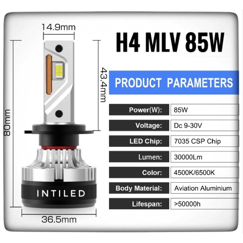 LAMPU UTAMA LED H4/H11/HB4 9006 CANBUS ERROR FREE 85WATT