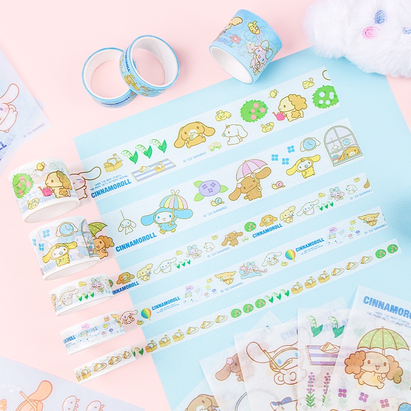 Washi tape set Stationery Karakter Kuromi Pompompurin Cinnamoroll My Melody Snoopy