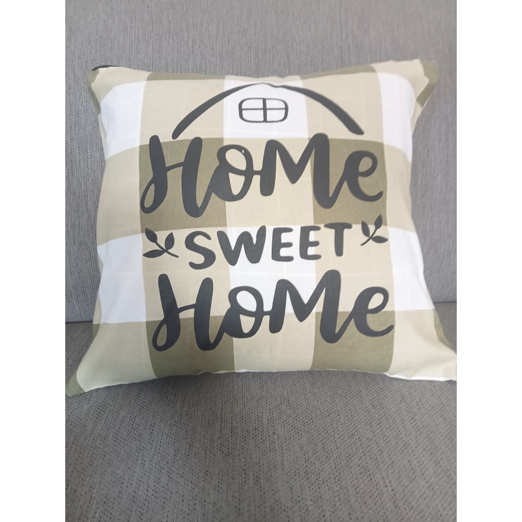 sarung bantal 40x40 home sweet home,king,quen motif kotak sablon