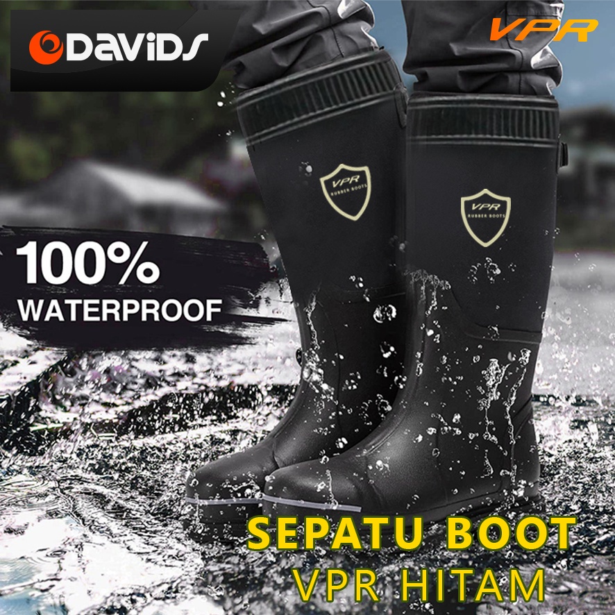 TERMURAH BOS !! Sepatu Boots Karet Boot Hitam Pria Kerja Safety Proyek Bot Panjang Vpr