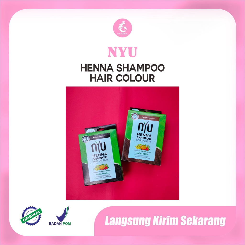 Jual Nyu Henna Shampoo Hair Colour Dengan 10 Ekstrak Herbal Tanpa Amonia Sempurna Menutup Uban 