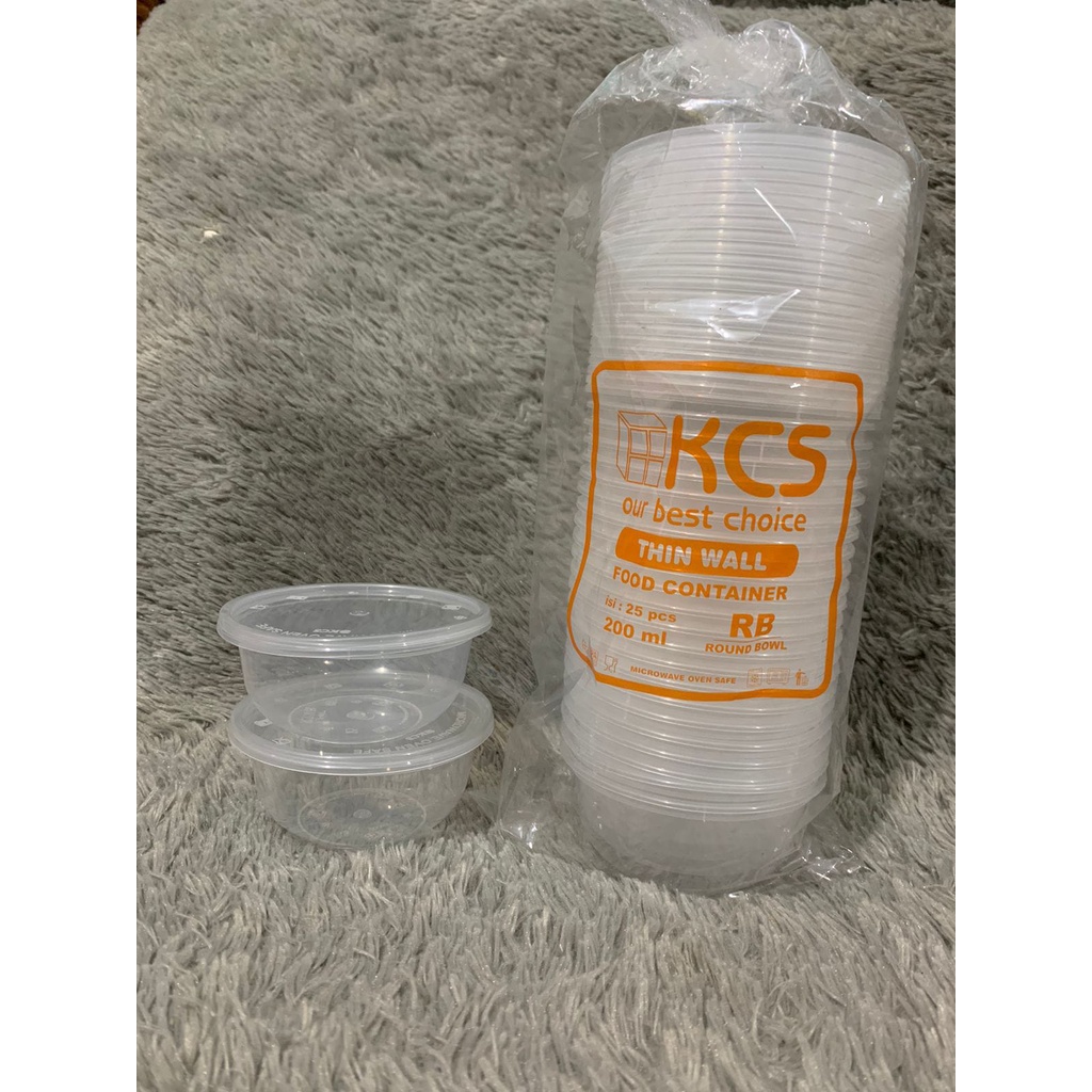 Thinwall Bulat 200ML (25) KCS Mangkok Plastik Cup Pudding Slime Wadah Makanan Tempat Makan Salad Buah Food Container Mangkuk Bowl