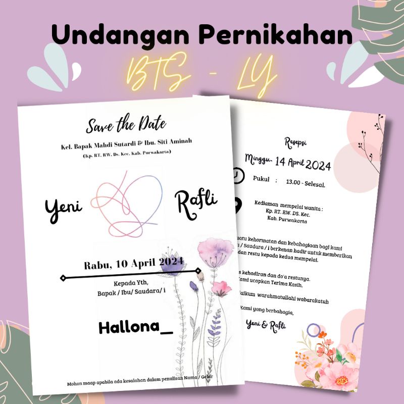 Undangan Pernikahan BTS-LY (KPOP Series)