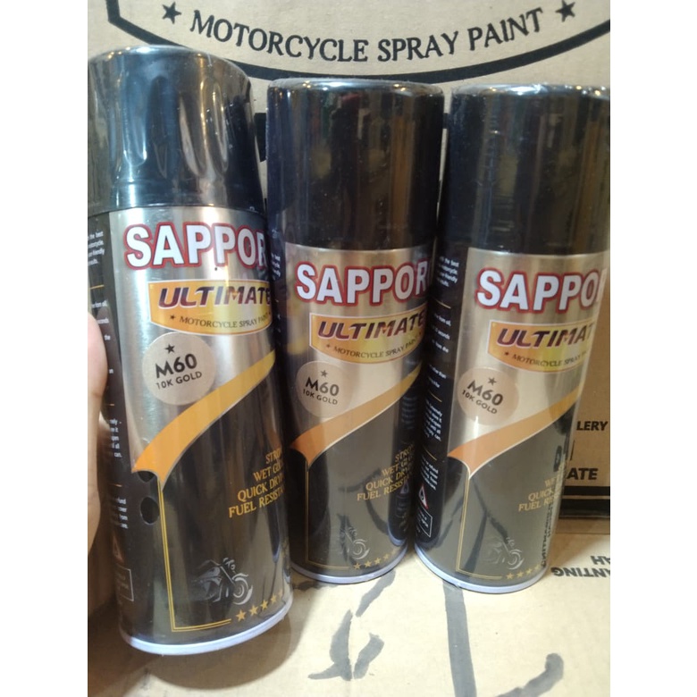 cat spray pilok pilox cat semprot sapporo ultimate saporo m60 10k gold semi doff emas gold 400ml