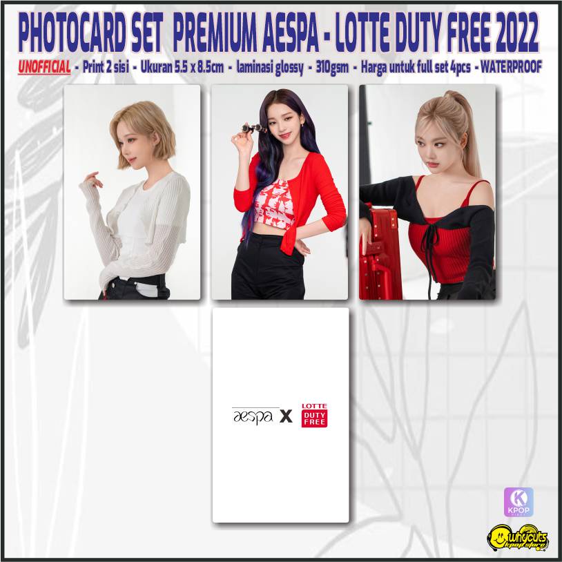 Unofficial Photocard Set Premium Aespa Lotte / print 2 sisi laminasi glossy / anti air isi 4 pcs