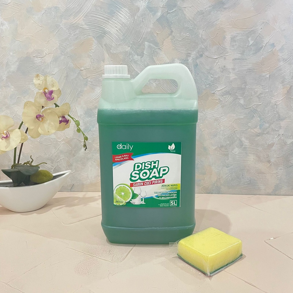 SABUN CUCI PIRING DAILY DISH SOAP 5 LITER  + FREE SPONS CUCI PIRING