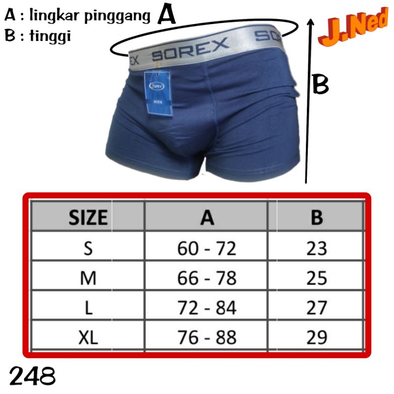 J248D - PER BOX ISI 2 PCS CELANA DALAM BOXER PRIA SOREX SIZE S - XL