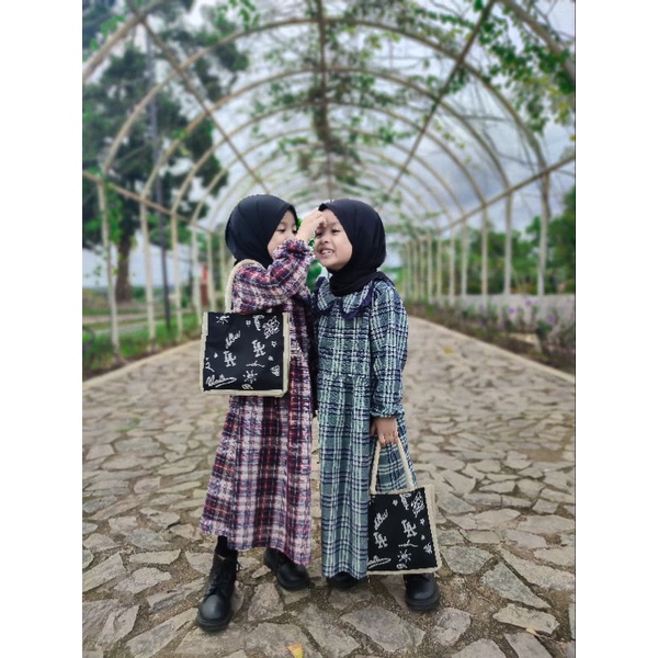 Gamis Anak Flanel 1-4 Tahun | Gamis Anak Murah Kekinian | Gamis anak Motif kotak kotak