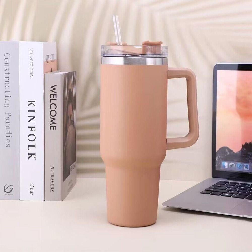 Top Mug Tumbler Tahan Lama Dengan Pegangan Botol Air Termos Stainless Steel