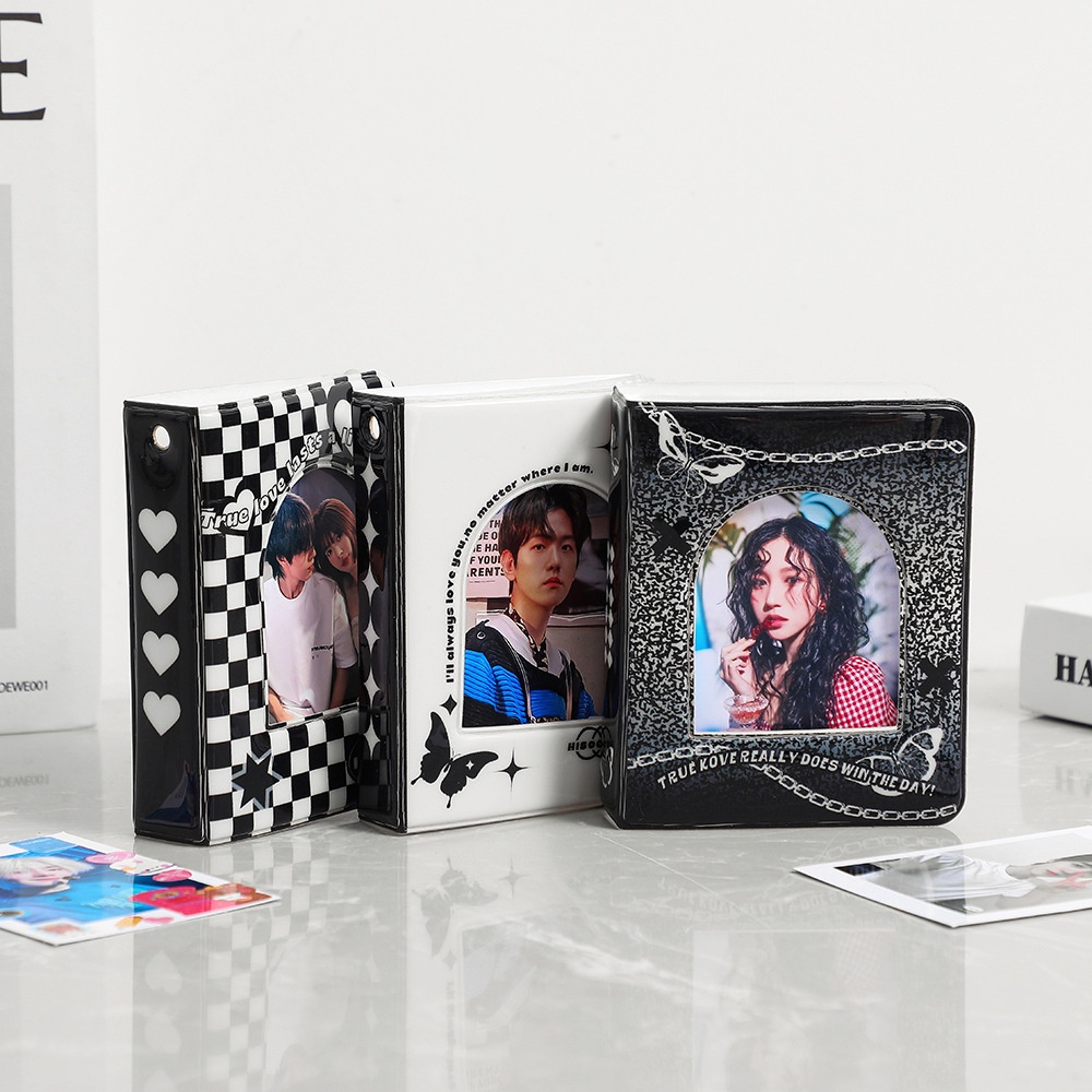 3 Inch Black Checkerboard Cover Album Foto Album 40 Kantong Photocard Binder Mini Collect Book Photocard