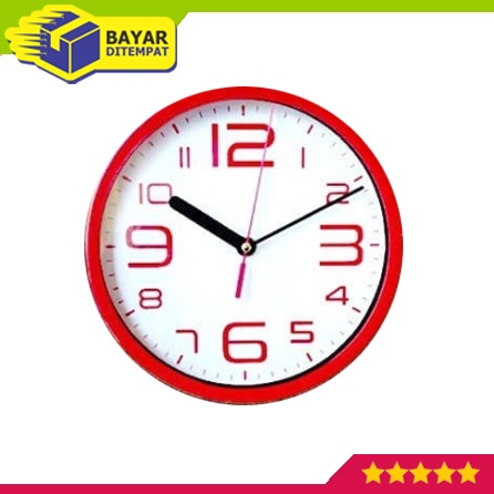 Jam Dinding Tempel Tembok Dingding Merah Putih 2011 Warna Polos Analog Unik
