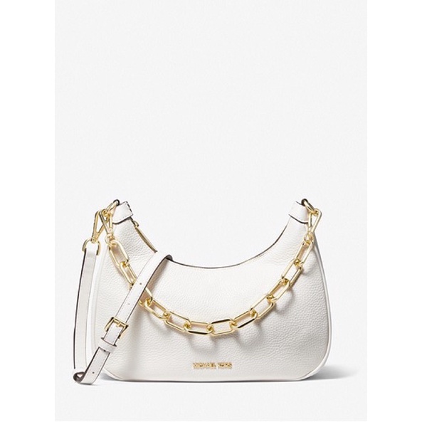 M-K Michael Kors 2219 Cora Medium Zip Pouchette In White Leather