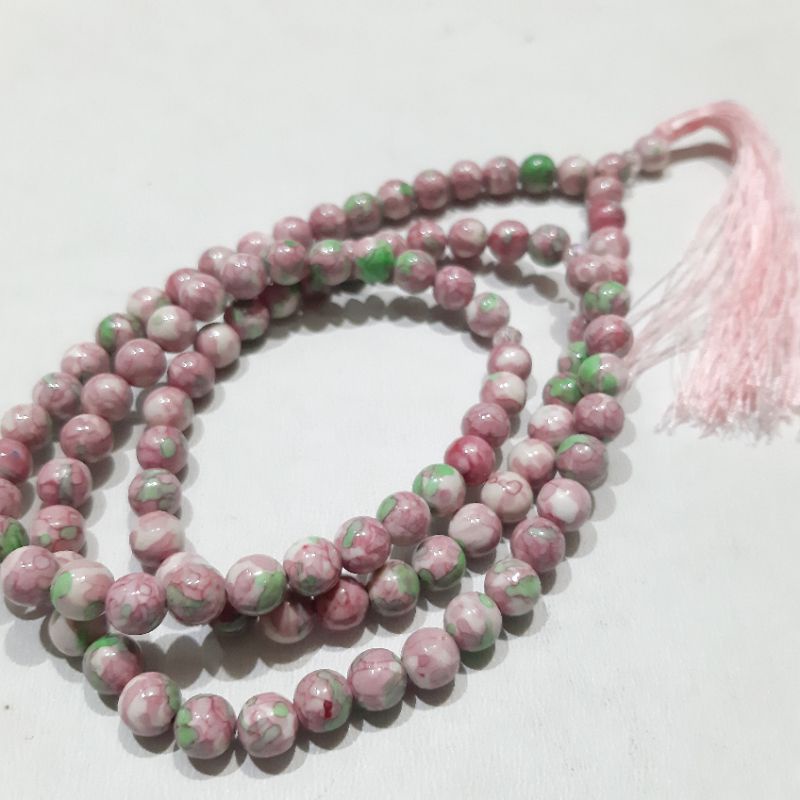 TASBIH BATU PIRUS PINK 8MM DAN 10MM NATURAL