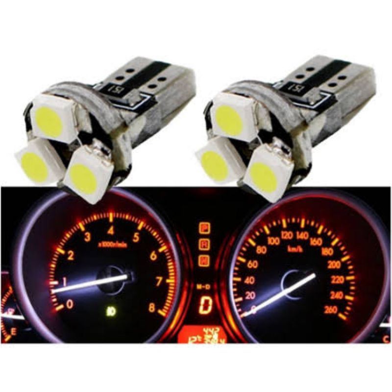 Lampu LED T5 3SMD Spedometer Dashboard Mobil Motor T5 3 SMD