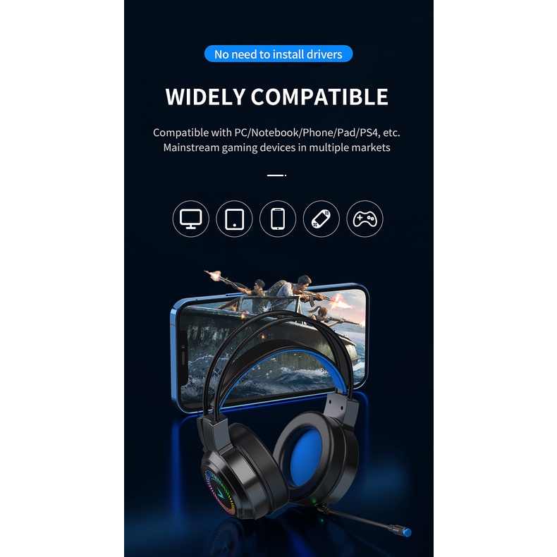 Sicibel Upgrade Versi G60 USB 7.1 Suara Surround Headphone Gaming Headset Kabel LED Peredam Kebisingan Dengan Mikrofon Untuk PC Laptop Komputer