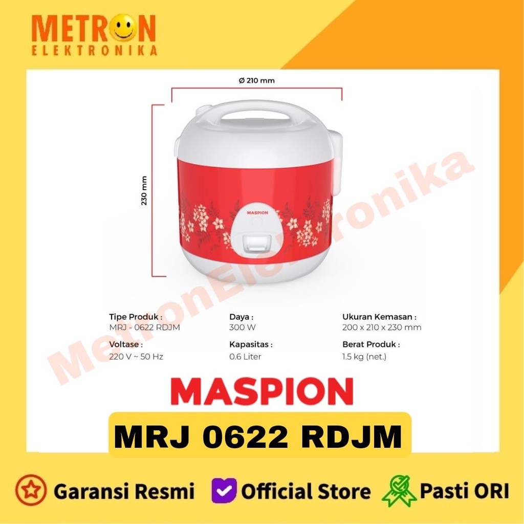 MASPION MRJ 0622 RDJM RICE COOKER 0.6 LITER PENANAK NASI SAJA / MRJ0622RDJM