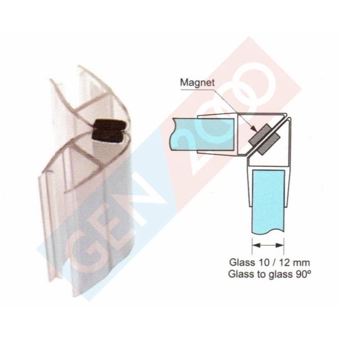Magnetic Glass Clip Seal Pintu Kaca Sliding Klip Seal Magnet Shower