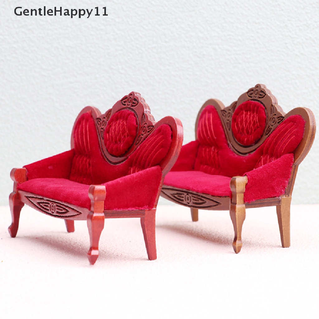 GentleHappy 1:12 Dollhouse Miniature Sofa Red Retro Armchair  Living Room Furniture DecorToy id