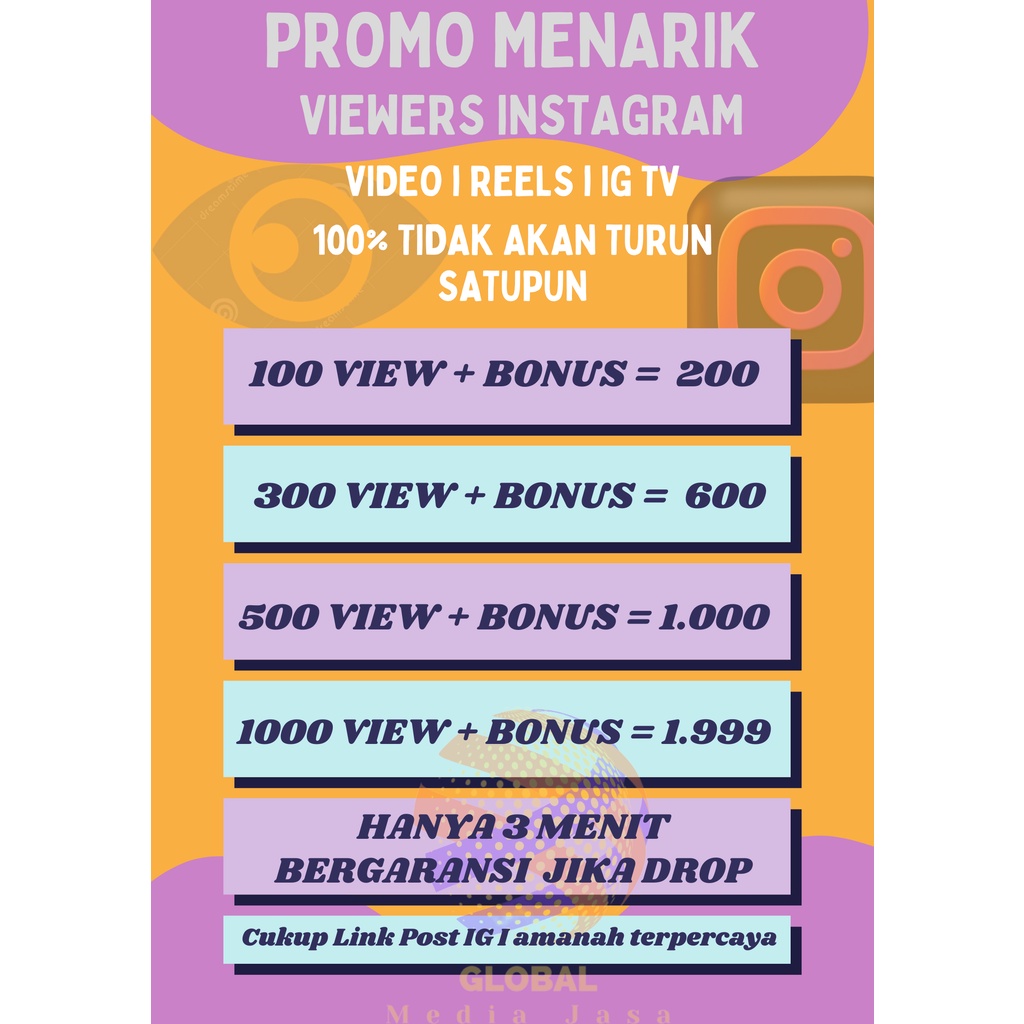 Viewers Instagram Video Reels Live IG di Jamin tidak Down, Membantu menaikan algoritma kata pencaria