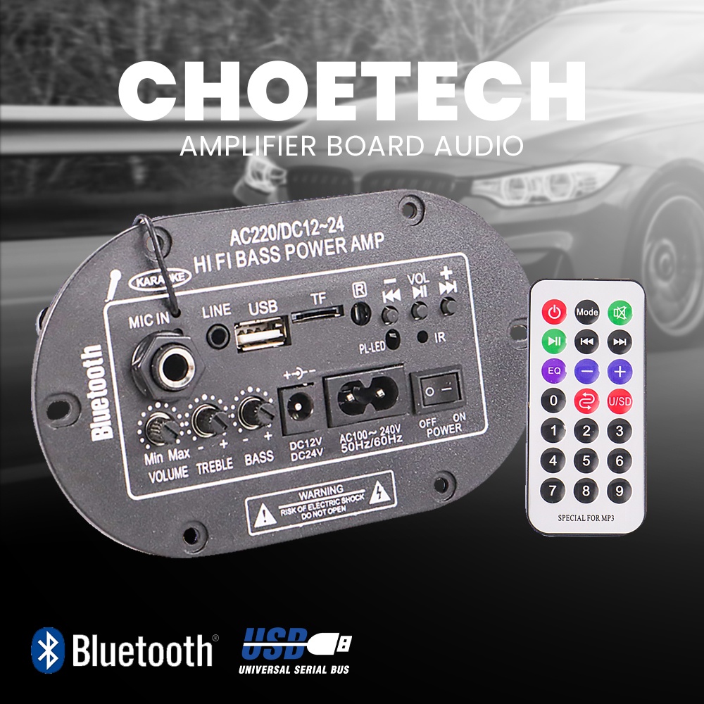 CHOETECH Amplifier Board Audio Bluetooth USB FM Radio TF Player Subwoofer - CHIF1224