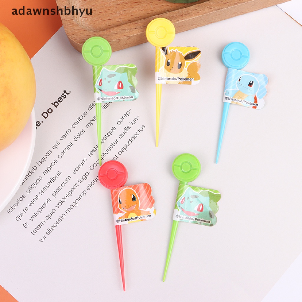 Adawnshbhyu 5Pcs Pokeball Garpu Buah Snack Kue Dessert Makanan Tusuk Gigi Bento Lunches Decor ID