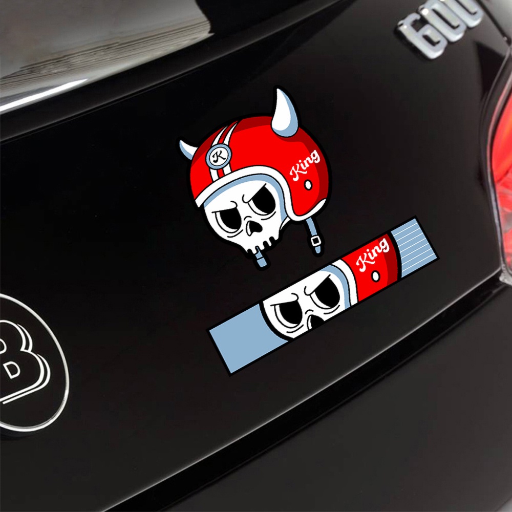 Skull Motorcycle Rider Motocross Body Windshield Stiker Dekoratif Skull King Car Window Fuel Tank Cover Decal