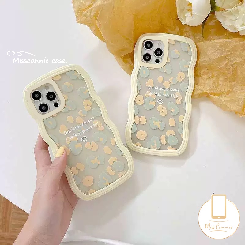 New Wave Edge Leopard Print Dengan Case Huruf Kompatibel Untuk iPhone 11 Pro MAX 78 6s 6plus 12 13 14 Pro MAX XR 14 Plus X XS MAX SE 2020sarung Silikon Lembut