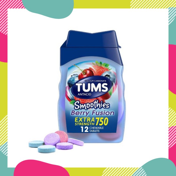 Noodle Maker Tums Berry Fushion Smoothies Extra Strength 750 12Ct Obat Maag