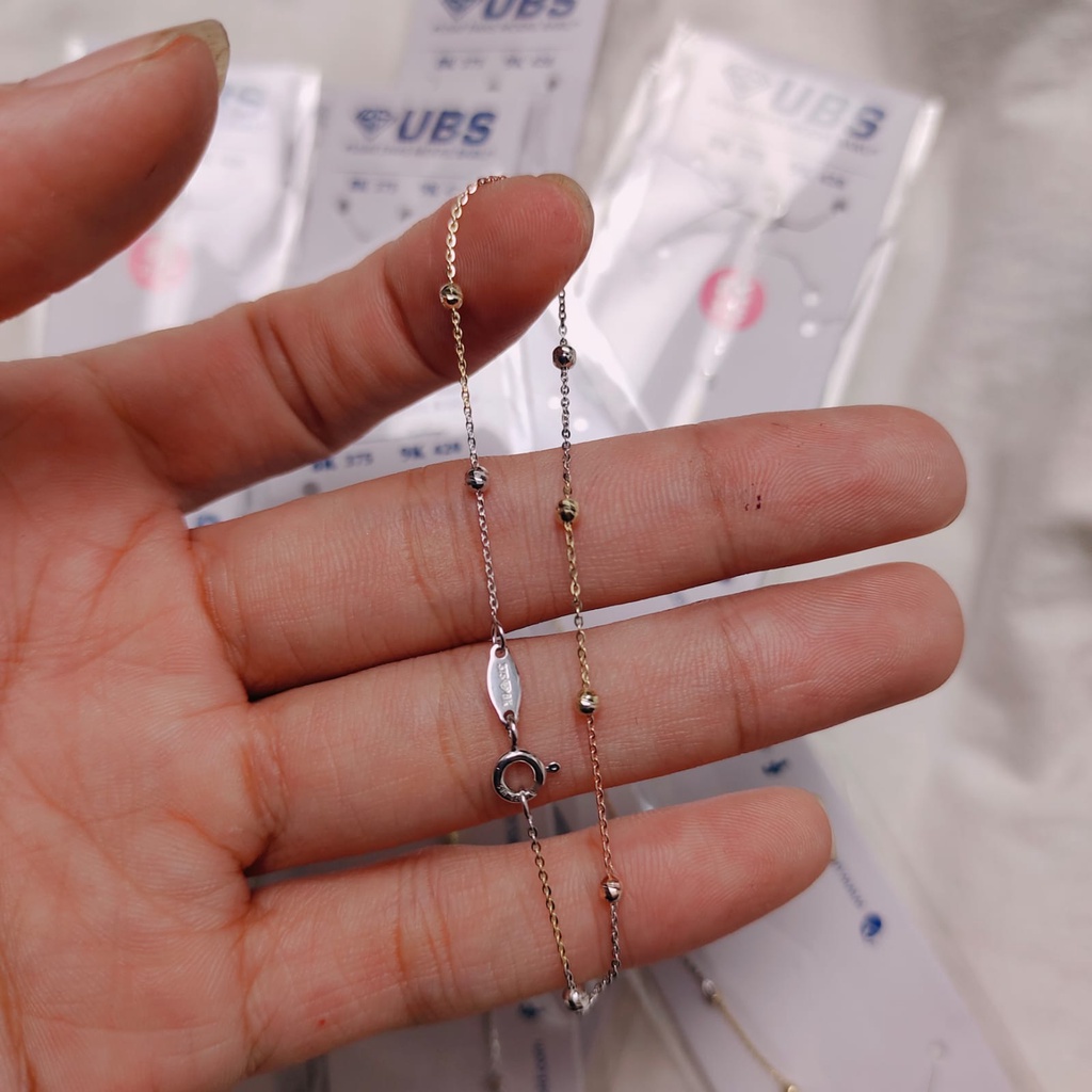 gelang jedar UBS 1 layer kombinasi 3 warna emas asli ubs