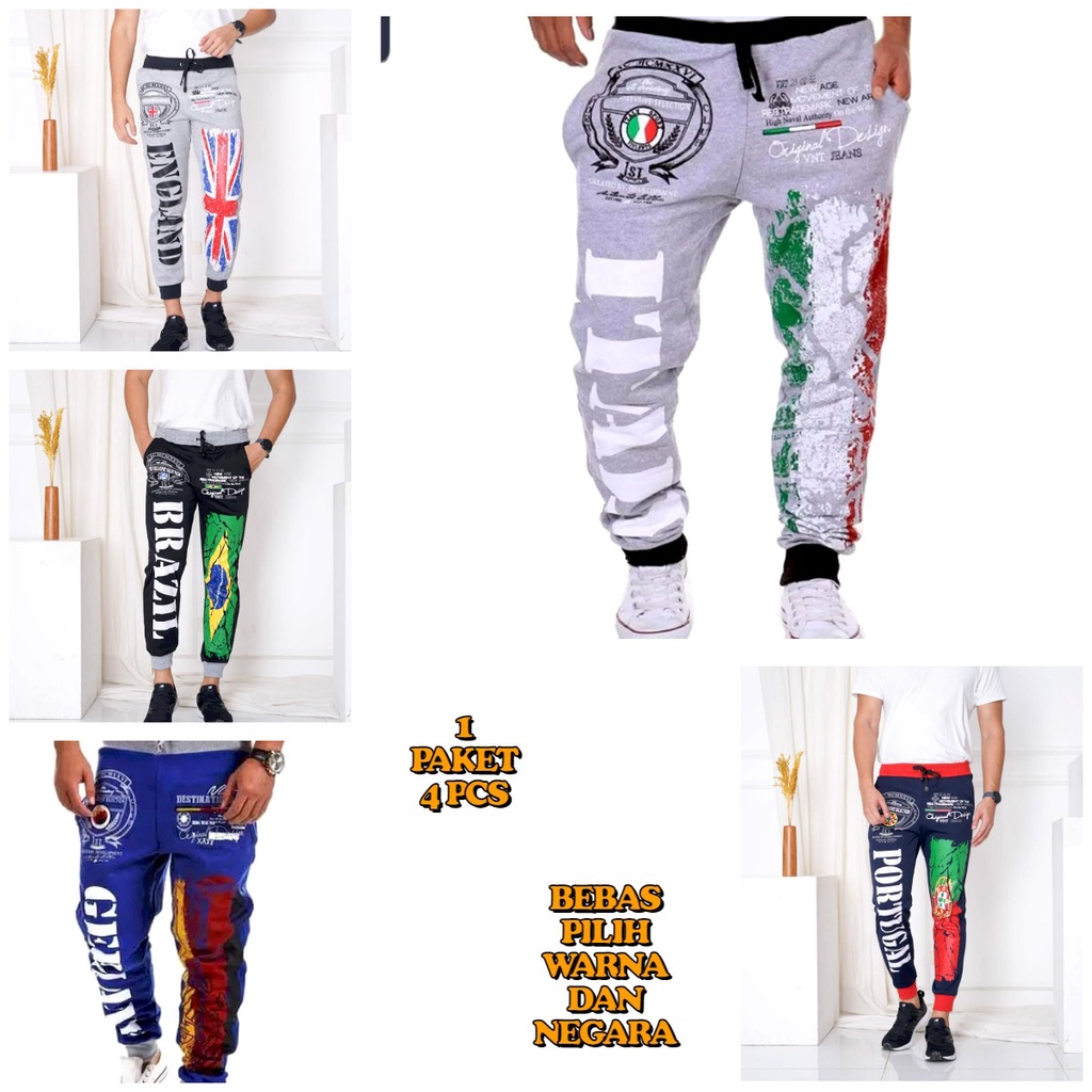 PANTALONA - CELANA JOGGER  PIALA DUNIA I PAKET DAPET 4 PCS/ jogger pria / piala dunia / world cup qa
