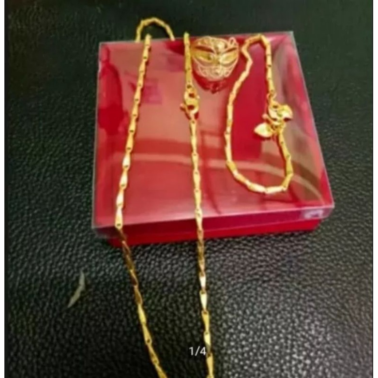 1 set perhiasan emas muda free surat kadar 17,7[ motif padi