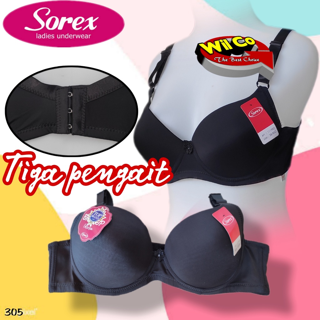 K305 - BRA/BH WANITA SOREX BRA BUSA ADA KAWAT CUP BESAR 38D - 44D TIGA PENGAIT LEMBUT DIKULIT