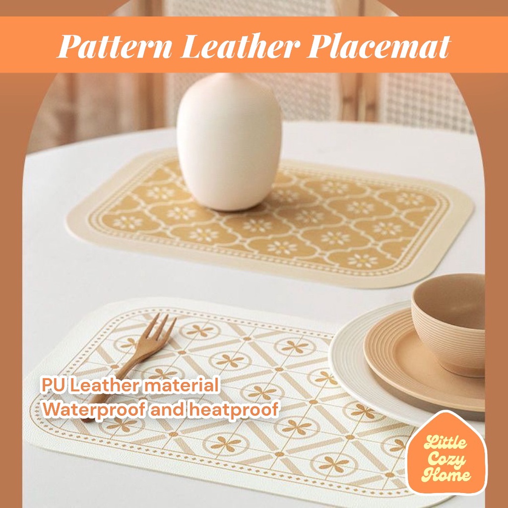 Pattern Leather Placemat / Alas Meja Makan / Tablemat / Taplak Meja Kulit Motif Premium