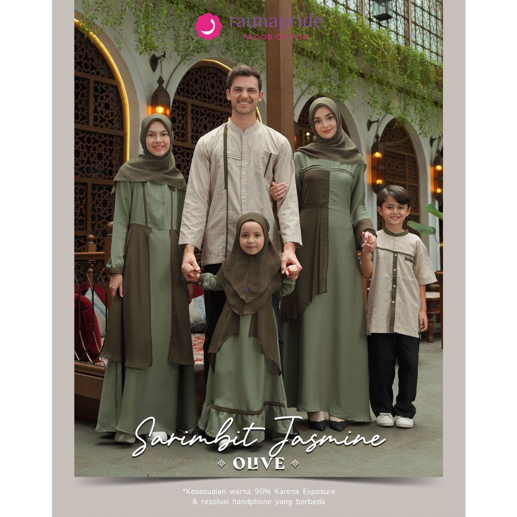 Baju muslim family set Sarimbit Jasmine Olive Raunapride - baju keluarga couple muslim