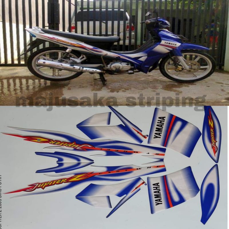 striping / stiker Jupiter z cw 2005 biru putih