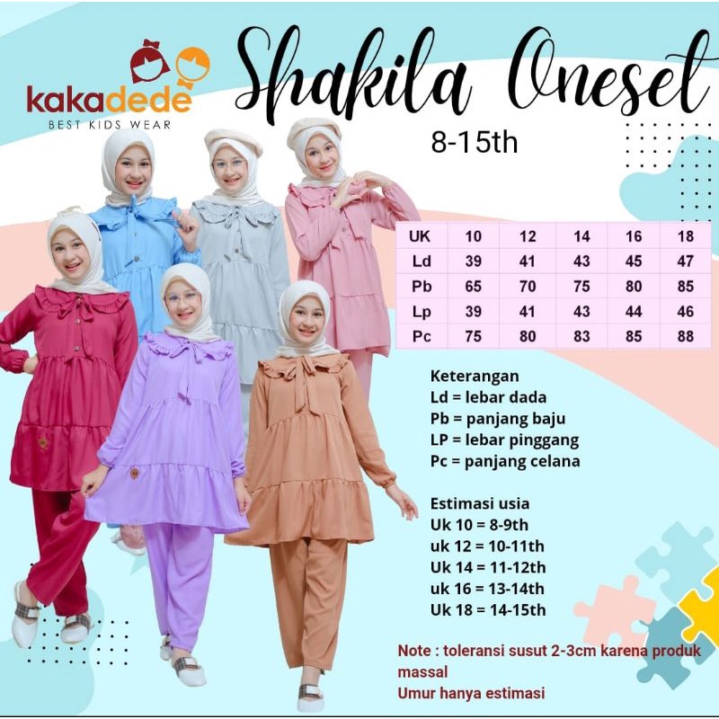 Setelan Anak Remaja Shakila Oneset By Kakadede size 10-18