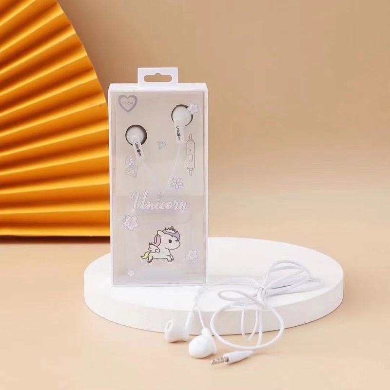 [XY 54 ] Set Headset Earphone karakter motif Unicorn cute sweet  / + Wadah penyimpanan Earphone Motif