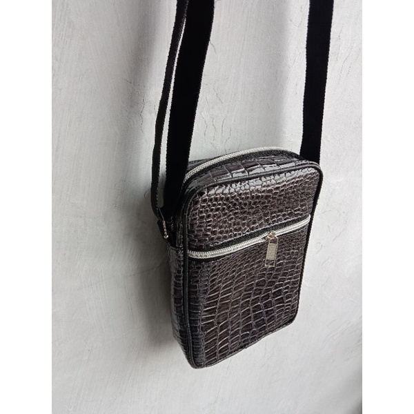 Tas selempang croco Zipper sillver TSC S Sling bag Zipper silver