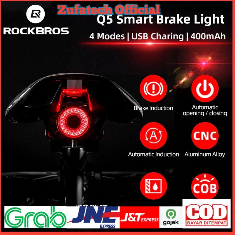 ROCKBROS Lampu Rem Belakang Sepeda LED Taillight 60 Lumens - Q5 - Black