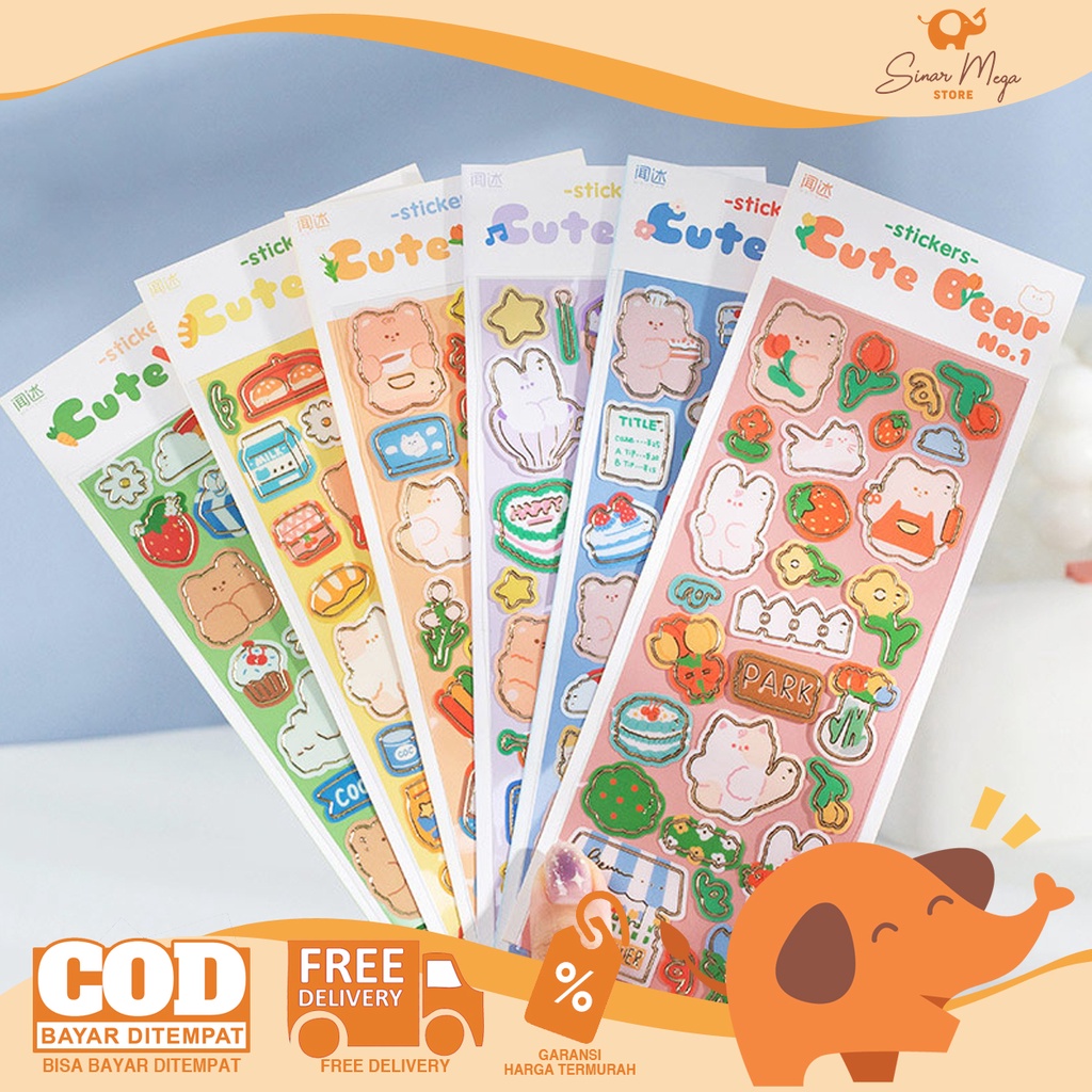 

Stories of Cute Bear Diary Deco Stickers / Sticker Stiker Gambar Motif Lucu Unik Murah / Stiker Tempel Motif Bear Lucu