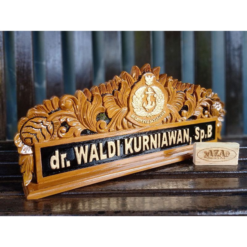 PAPAN NAMA / PAPAN NAMA MEJA UKIR / PAPAN NAMA KAYU UKIR / Hiasan Meja Kerja / bahan Kayu jati