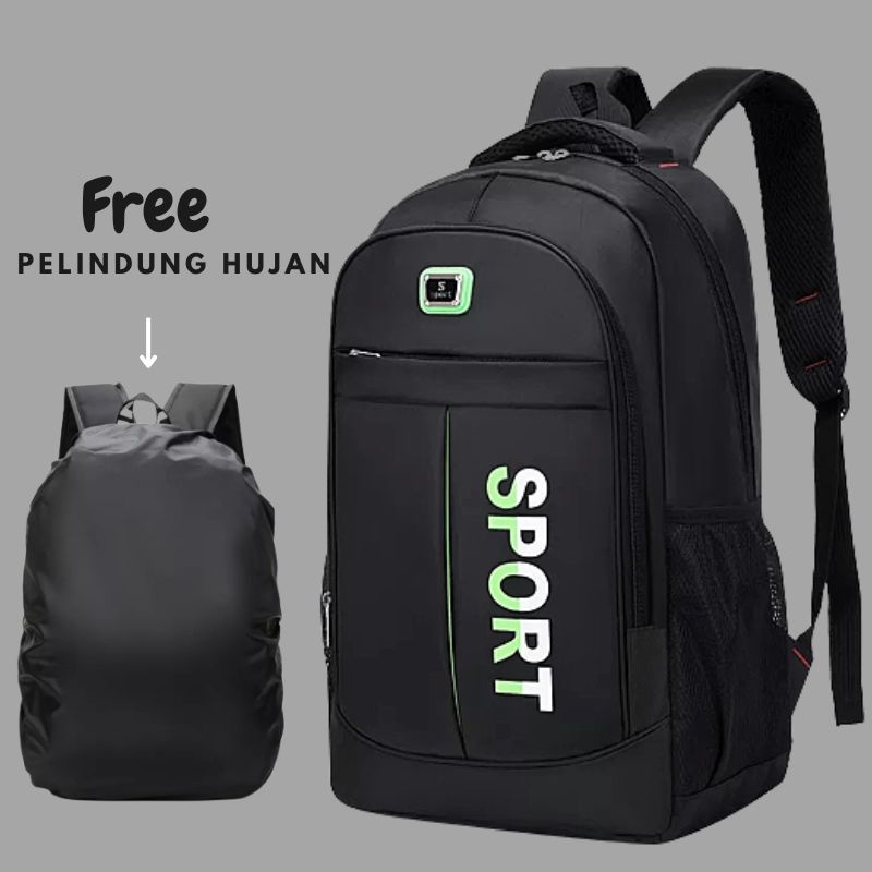 Tas Ransel Kualiti Sport Backpack Terbaru Unisex Free Pelindung Hujan/Tas Pria ZB RDN 069 Distro Raindoz Bandung Ransel Punggung Backpack Cowok Keren Sek BRAN NB-Tp BJ