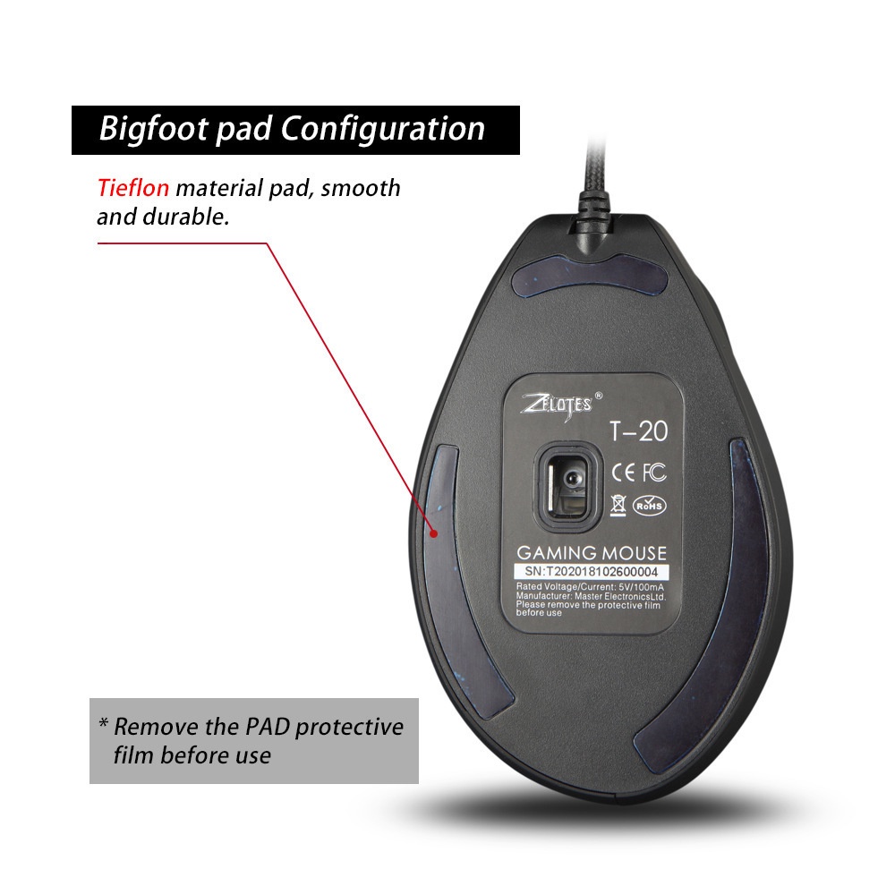 Zelotes T-20 Vertical Wired Game Mouse Wired Vertical Mouse Mouse Ergonomis Untuk PC Laptop