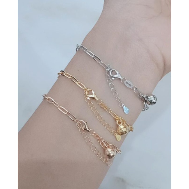 gelang tangan rantai paperclip di*r mp+1bel/perak asli silver 925 lapis emas/perhiasan fashion wanita terbaru