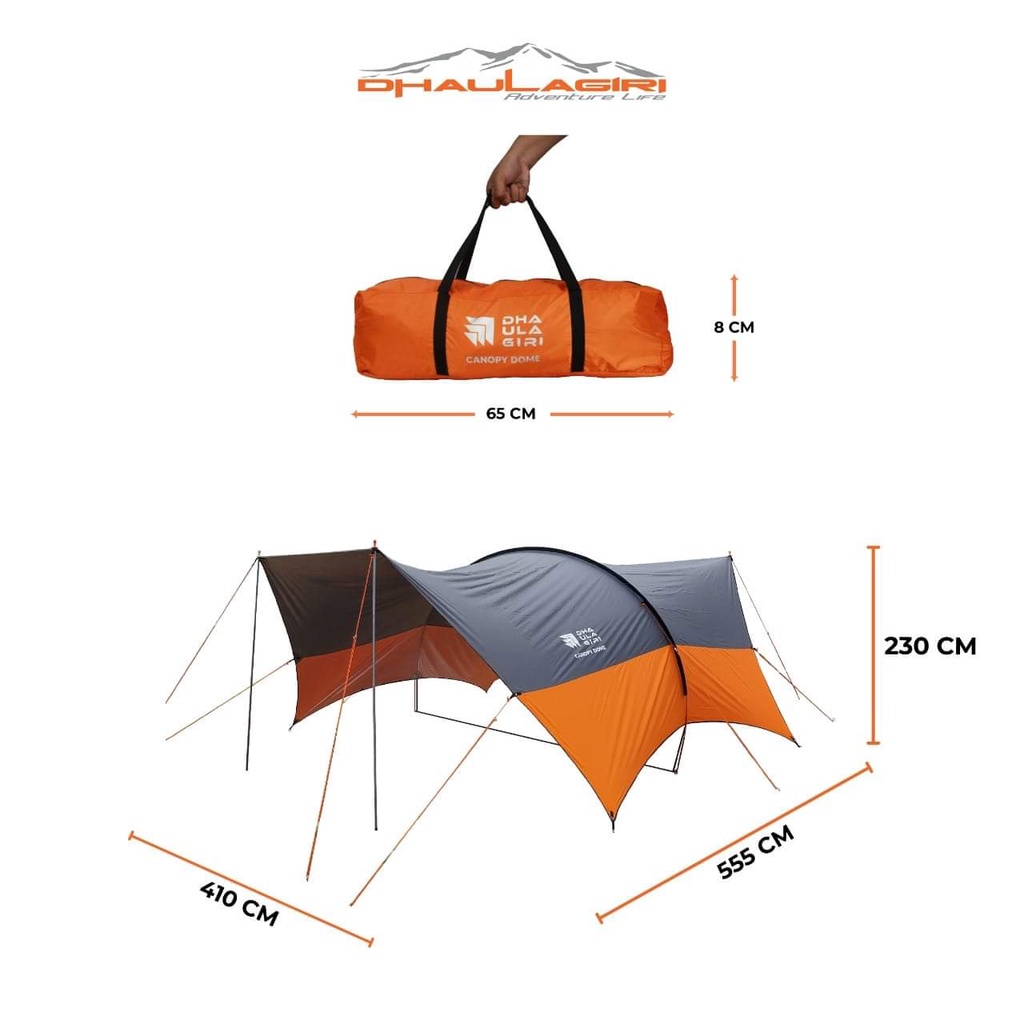 Flysheet DHAULAGIRI Canopy Dome Atap Tenda Camping Free Frame Alloy