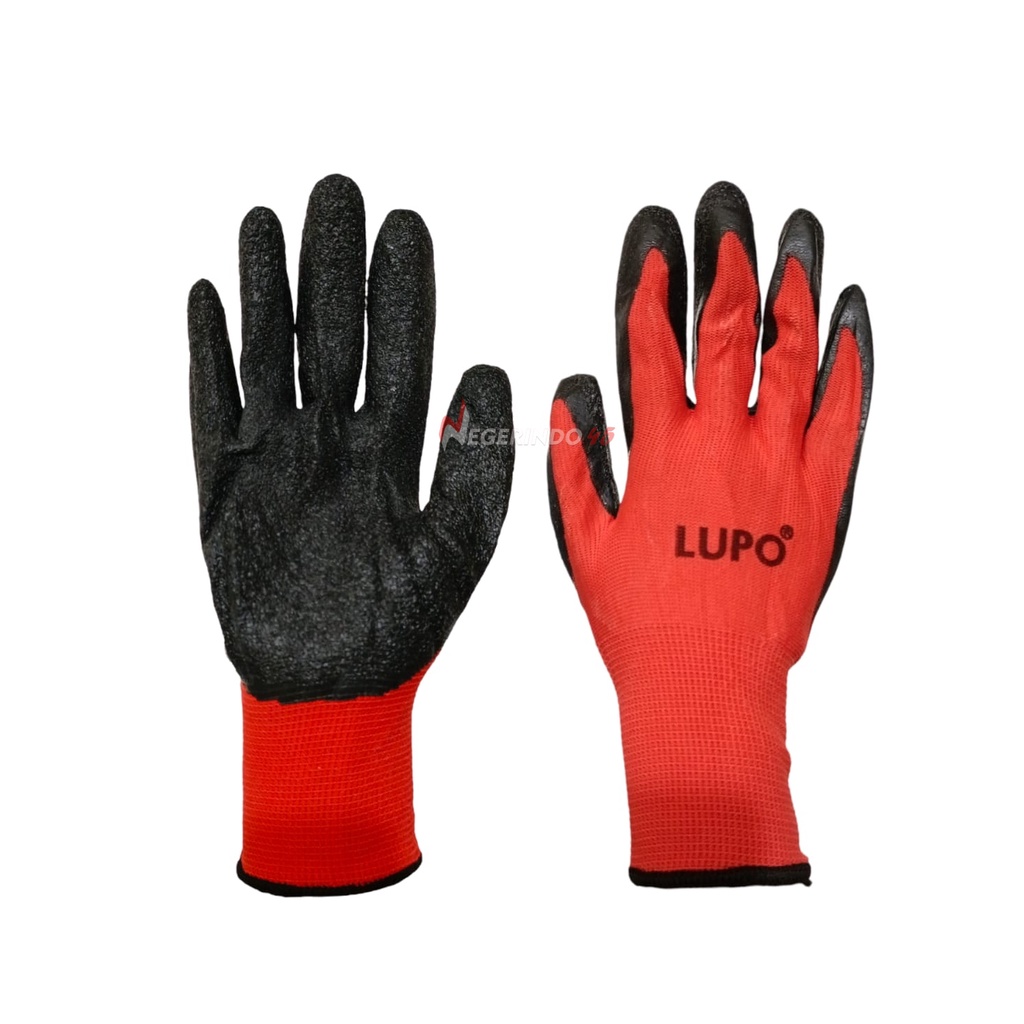 SARUNG TANGAN LUPO NYLON LATEX  PALM FIT ANTI SLIP GUNTERO KACA ANTI GORES SAFETY HAND GLOVES