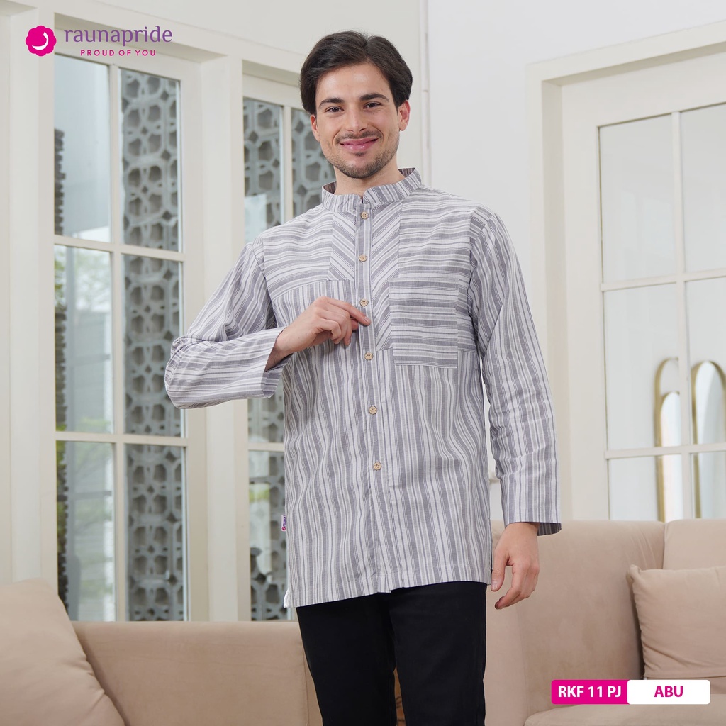 Rauna - Baju Muslim - Sarimbit - Koko Dewasa  Panjang 11 Abu-2
