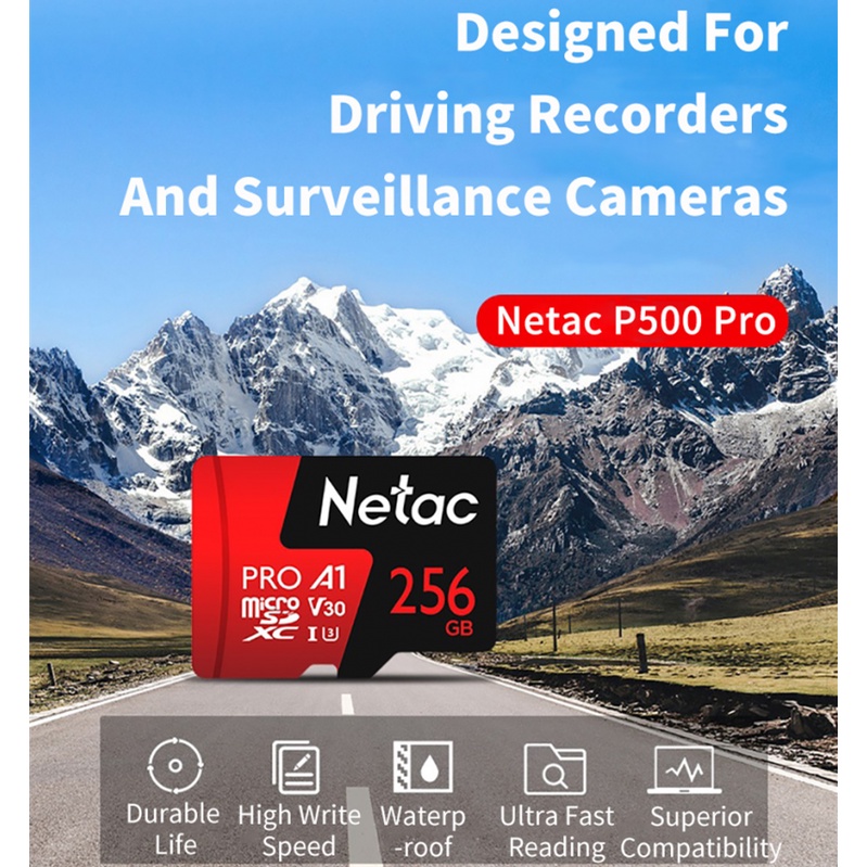 Netac Extreme Memory Card 256GB Kartu Micro SD TF 128GB 64GB 32GB Kartu Micro SD Kecepatan Tinggi