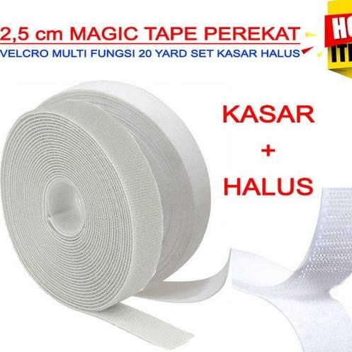 

[BISA COD] PEREKAT VELCRO / MAGIC TAPE KASAR & HALUS 1 INCH / 2,5 CM @18 METER